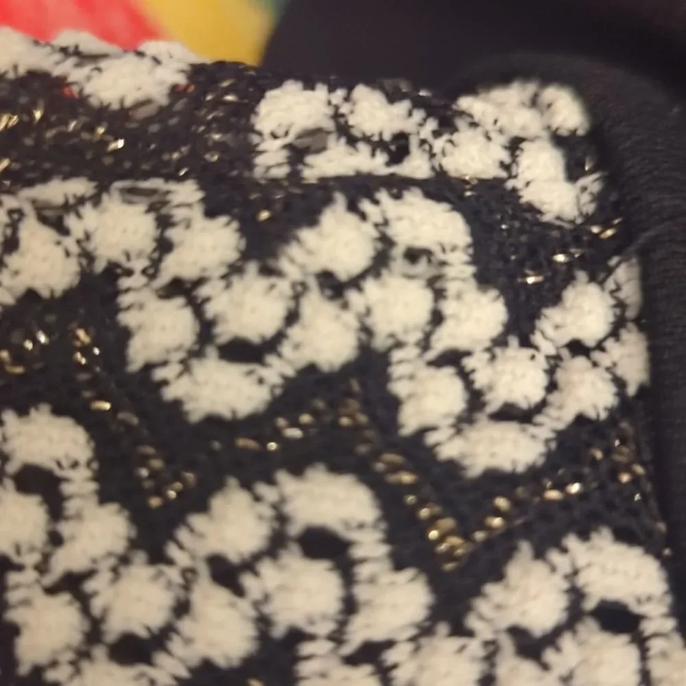 Vintage‎ black and white textured zig zag jacket